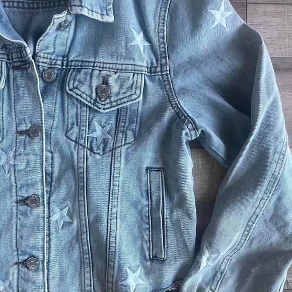 Star Embroidery Light Wash Blue Denim Jacket Size S - Picture 4 of 7